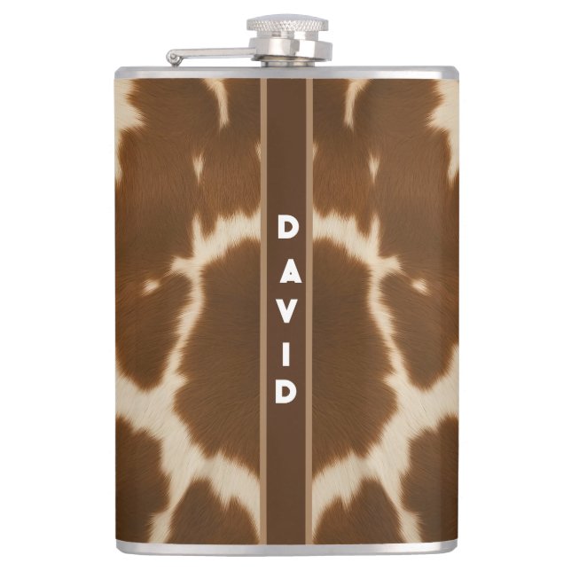Popular Elegant Cow Faux Leather Collection Flask (Front)