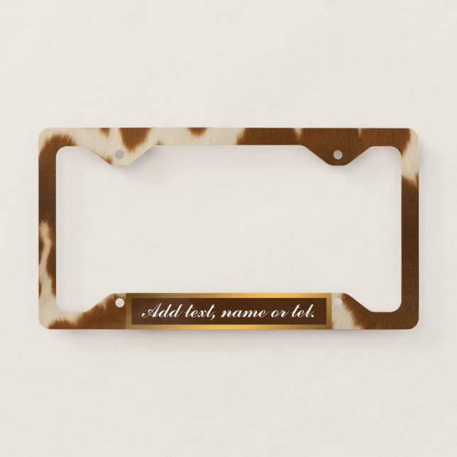 Popular Elegant Cow Faux Leather Collection License Plate Frame (Front)