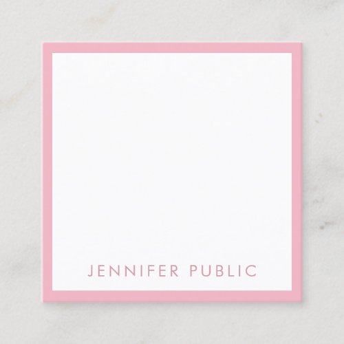Popular Elegant Pink White Modern Professional Square Business Card