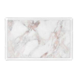 Popular Elegant Rose Gold White Marble Template Acrylic Tray