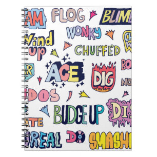 Popular English Language Slang Words Doodle Letter Notebook