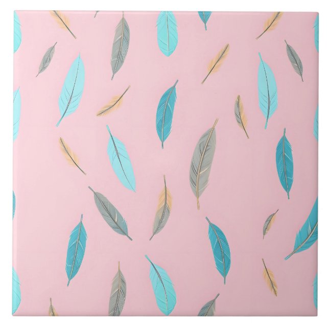 Popular Feathers Luxury Boho Collection Ceramic Tile (Front)