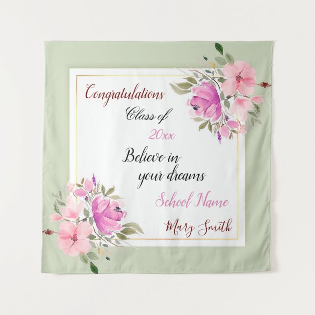 Popular Floral Customize Pink Purple Tapestry (Front)