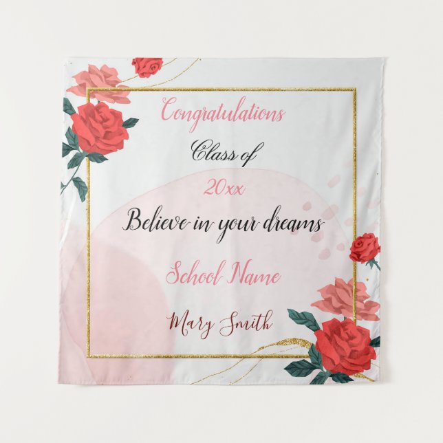 Popular Floral Customize Red Rose Tapestry (Front)