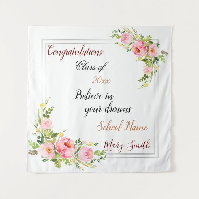 Popular Floral Customize Silver Tapestry (Front)