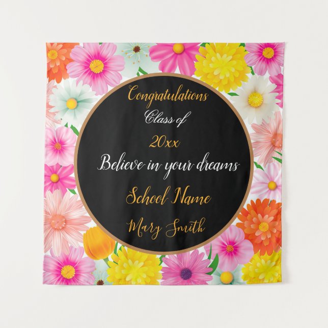 Popular Floral Customize White Tapestry (Front)