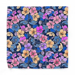 Popular floral pattern in blue, pink, peach bandana