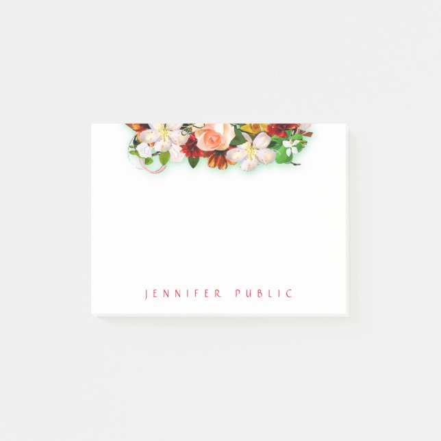Popular Flower Bouquet Template Modern Colorful Post-it Notes (Front)