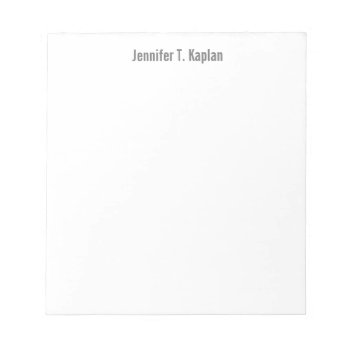 Popular Font Grey White Professional Minimalist Notepad by made_in_atlantis at Zazzle