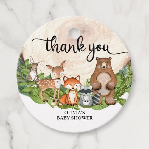 Popular forest animals wooden slice baby shower favor tags