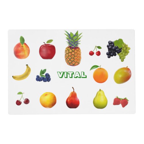 Popular Fruits on White  Placemat