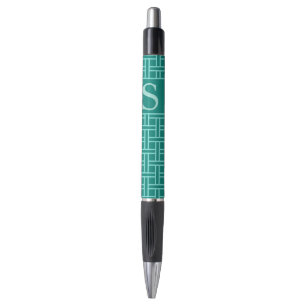 Popular Geometric Pattern Monogram Teal Pen
