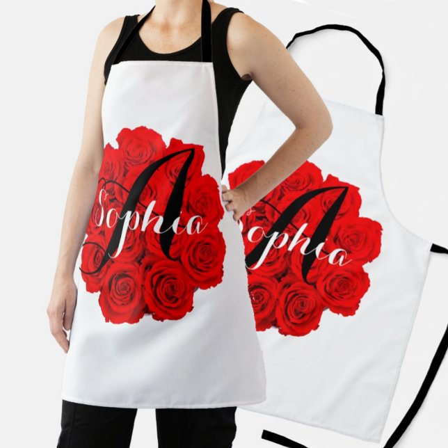 Popular Girl Names Surprise Gift Pink Roses Apron (Creator Uploaded)