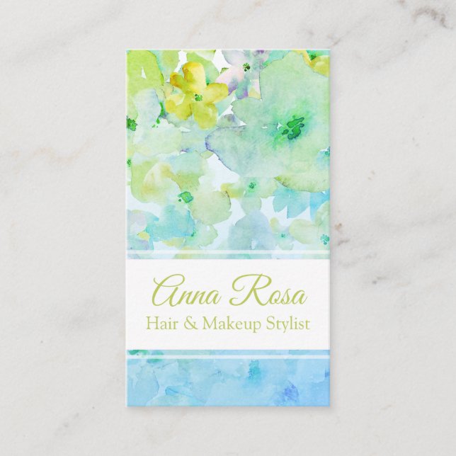 ** Popular Girly Turquoise Green Gold Beauty Business Card (Front)