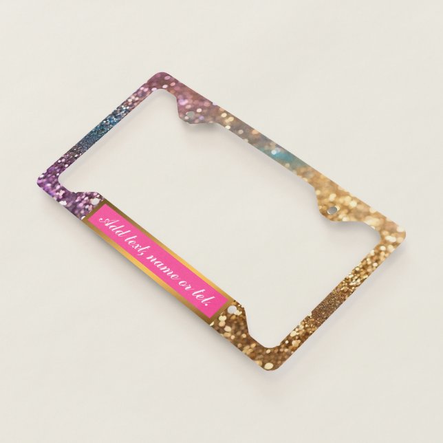Popular Glitter Opal Holographic Collection License Plate Frame (3/4)