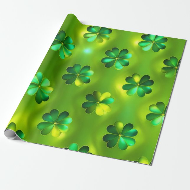 Popular Green Clover 4 Lists Collection Wrapping Paper (Unrolled)