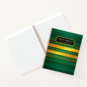 Popular Green Gold Luxury Linen Texture Collection Notebook