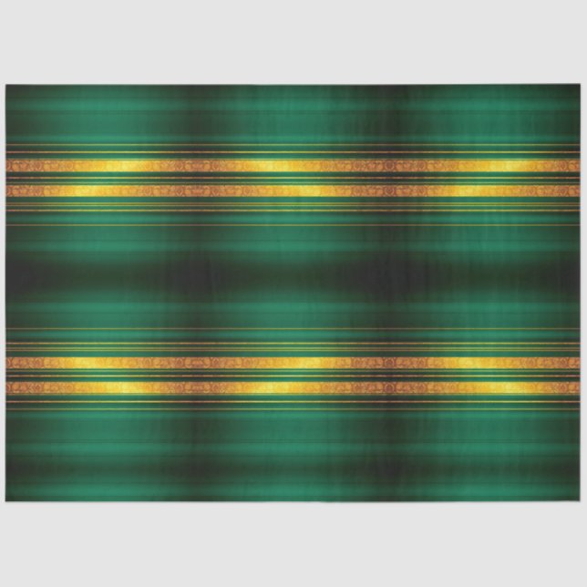 Popular Green Gold Luxury Linen Texture Collection Tissue Paper (Front)