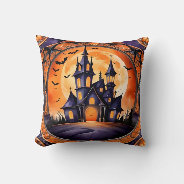 Popular Halloween Pumpkin Autumn Collection Throw Pillow (Front)