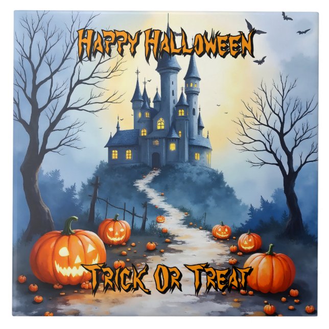 Popular Halloween Spooky Cute Collection Ceramic Tile (Front)