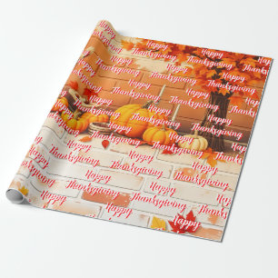 Popular Happy Thanksgiving Beautiful Fall Wrapping Paper