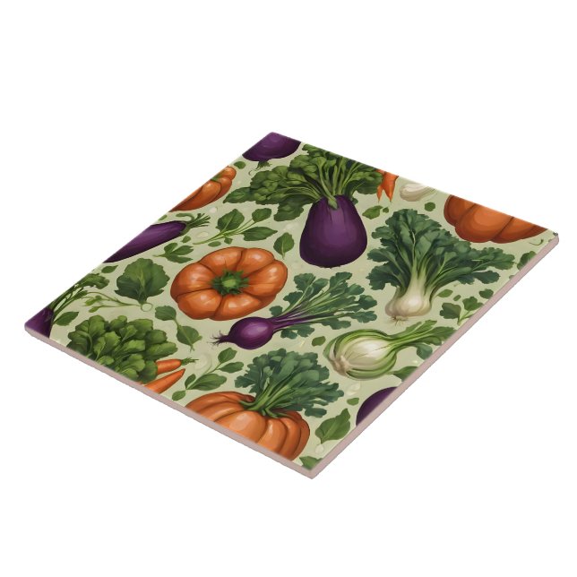 Popular Happy Vegetables Healthy Food Collection Ceramic Tile (Side)