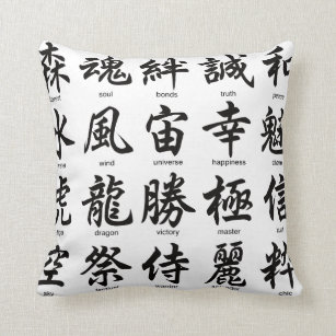 Popular Japanese Kanji Throw Pillow
