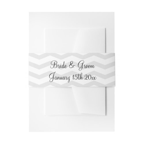 Popular light gray zigzag stripe wedding invitation belly band