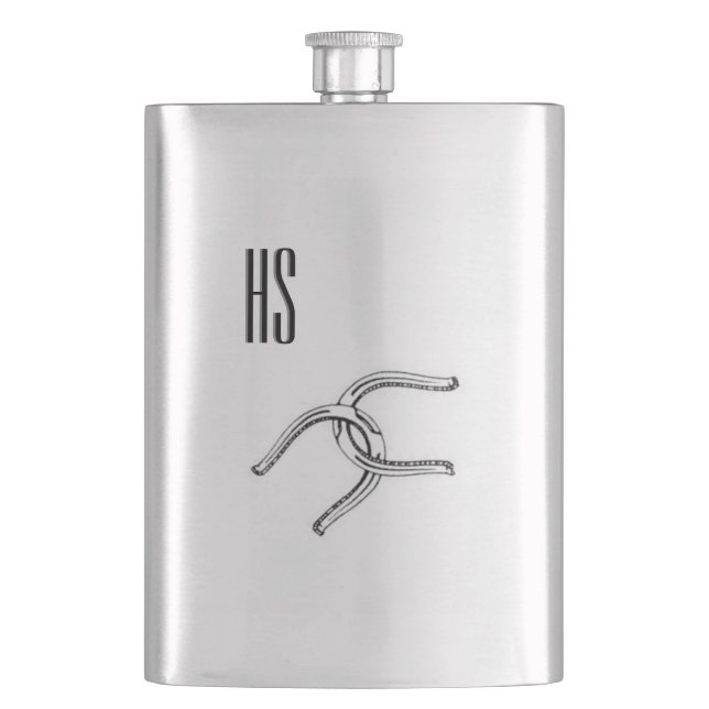 Popular Lucky Horseshoes on Silver Flask (Front)