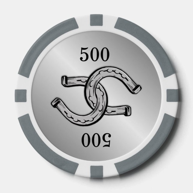 Popular Lucky Horseshoes on Silver Poker Chips (Front)