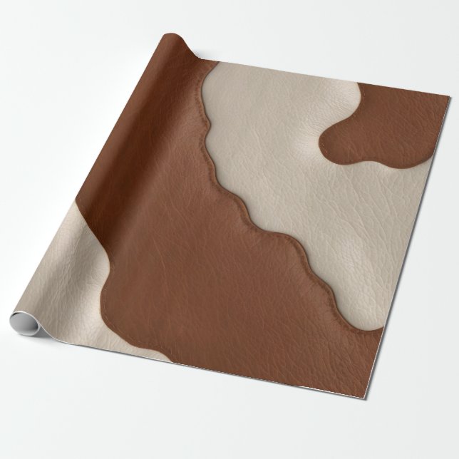 Popular Luxury Elegant Faux Cow Leather Collection Wrapping Paper (Unrolled)