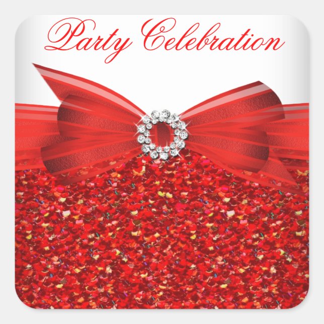 Popular Luxury Glitter Red  Bow Sticker (Front)