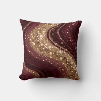 Popular Luxury Gold Burgundy Collection Throw Pillow