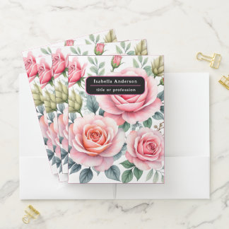 Popular Luxury Pink Roses Beautiful Collection Pocket Folder