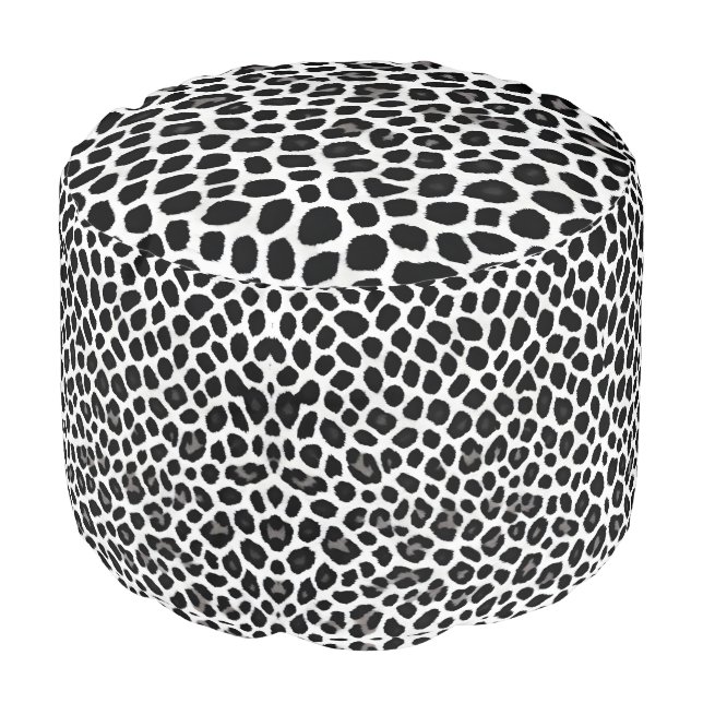 Popular Luxury White Leopard Elegant Collection Pouf (Angled Front)