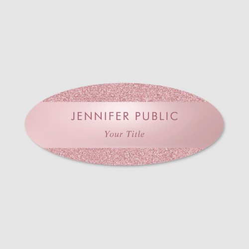 Popular Modern Rose Gold Glitter Elegant Classy Name Tag