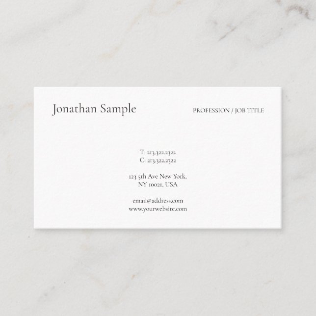 Popular Modern Simple Template Chic Professional Business Card (Front)