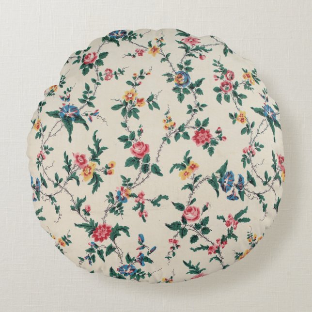 Popular multicolored flower pattern round pillow (Front)