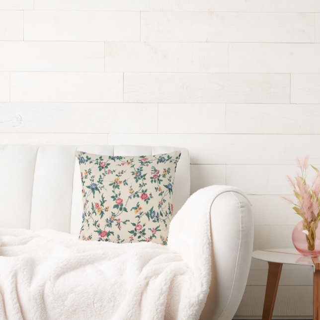 Popular multicolored flower pattern throw pillow (Couch)