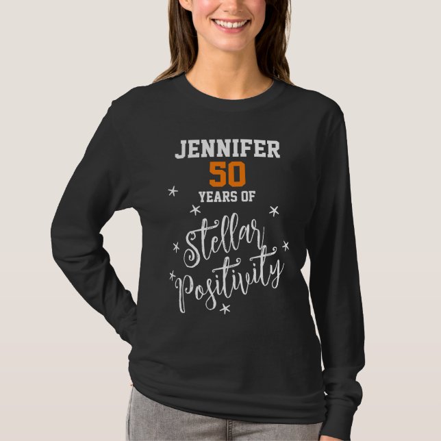 Popular Name Jennifer Positivity 50th Birthday T-Shirt (Front)