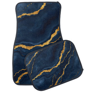Popular Navy Blue Gold Marble Collection Car Floor Mat
