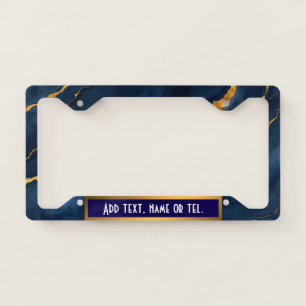 Popular Navy Blue Gold Marble Collection License Plate Frame