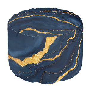 Popular Navy Blue Gold Marble Collection Pouf