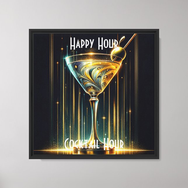 Popular Neon Party Time Personalized Canvas Print (Front)