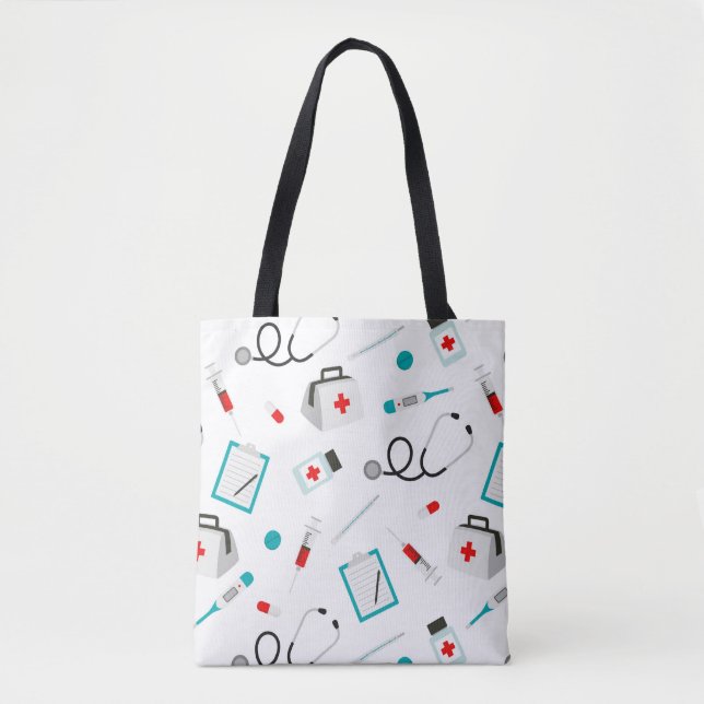 Popular Nurse pattern womens fun tote bag (Front)