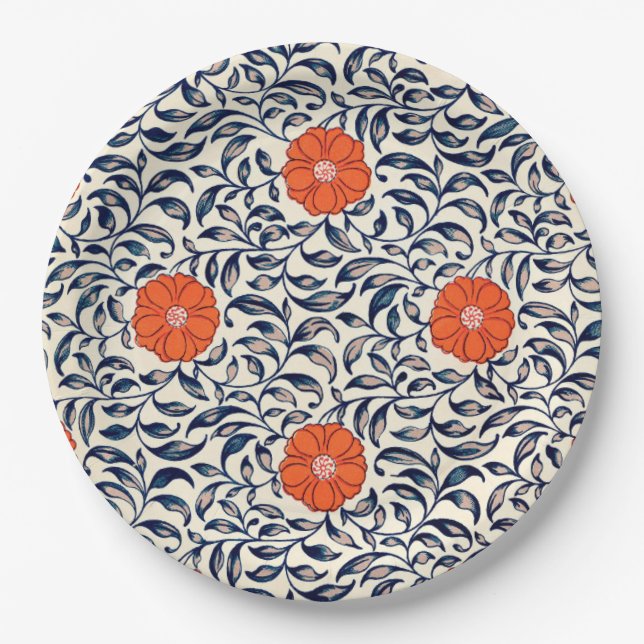 Popular Ornamental Floral Pattern Paper Plates (Front)