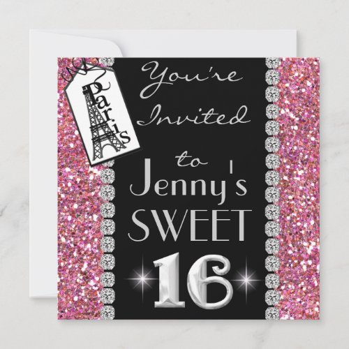 POPULAR Paris SWEET 16 BLING Party Invitation