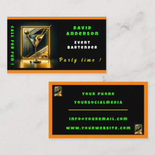 Popular Party Time Neon Personalized Professional Business Card