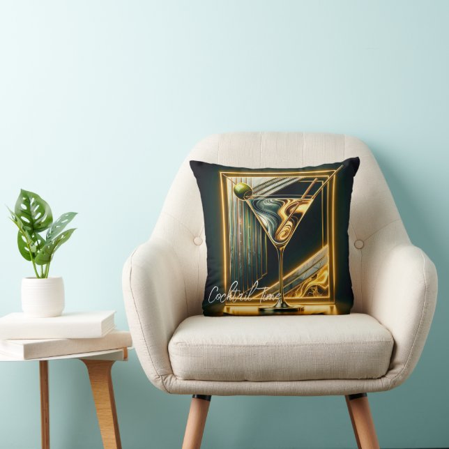 Popular Party Time Neon Personalized Throw Pillow (Chair)