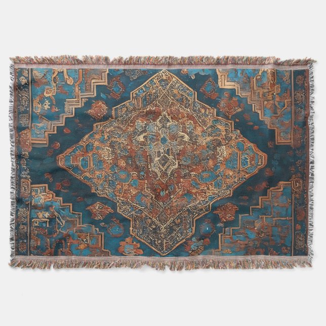 Popular Persian Beautiful Old Pattern Collection Throw Blanket (Front)